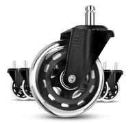 Mastery Mart Rollerblade Style Caster Wheels Replacement Set of 5 for Office Chair, Office Chair Wheels 11x22mm, Ultra Heavy Duty, Floor Protecting, Quiet Smooth on Floors (Not for 1KEA Chair, Black)
