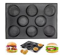 masteymoh Stampo in silicone per hamburger, panino per hamburger, 8 cavità, stampo perforato per hamburger, panini, padella antiaderente con fori stenopeici, teglia da forno in rete per panini per