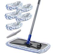 Masthome Mocio in microfibra extra large per la pulizia dei pavimenti, mocio piatto da 40,6 cm con 5 ricariche riutilizzabili e lavabili per uso bagnato e asciutto, mocio per polvere per legno duro,