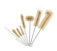 Masthome Set 9 Spazzola per Bottiglie, Scovolino per Bottiglie con Setole Naturali, Spazzole Multiuso Spazzola per Pulire Bottiglie di Vetro, Spazzola per Biberon Spazzola per Cannucce
