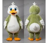 Masticot Mascot Cigno dal velluto verde oliva con ali larghe, costume da mascotte