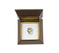 Mastino - Argento Placcato Spilla Con Dem Immagine di Un Cane Art Dog