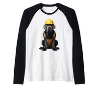 Mastino Napoletano Cane Giallo Hard Hat Operaio edile Maglia con Maniche Raglan