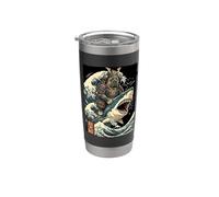 Mastino su uno squalo giapponese Samurai Kanagawa Wave Bicchiere termico in acciaio inox doppia parete