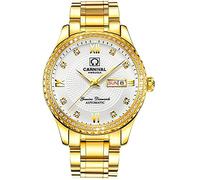 MASTOP Orologi automatici da uomo di lusso, in acciaio inox, color oro e argento, alla moda, con diamanti, Oro bianco, Vestito