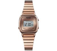 MASTOP Orologi da donna di lusso, in acciaio, elettronici, a LED, alla moda, ultra sottili, quadrati, orologi da polso da donna, Oro rosa-Bianco, Digitale