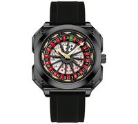 MASTOP Orologi da uomo con ruota della roulette che giocano con quadrante rotante poker quadrato cinturino in gomma siliconica orologio unico creativo accattivante fresco orologi da uomo d'affari