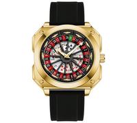 MASTOP Orologi da uomo con ruota della roulette che giocano con quadrante rotante poker quadrato cinturino in gomma siliconica orologio unico creativo accattivante fresco orologi da uomo d'affari