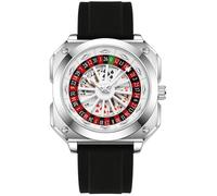 MASTOP Orologi da uomo con ruota della roulette che giocano con quadrante rotante poker quadrato cinturino in gomma siliconica orologio unico creativo accattivante fresco orologi da uomo d'affari
