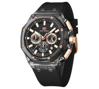 MASTOP Orologi da uomo multifunzione con display analogico trasparente, cinturino in silicone arancione, calendario, cronografo, luminoso, al quarzo, impermeabile, alla moda, orologio da polso per