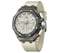 MASTOP Orologi da uomo multifunzione con display analogico trasparente, cinturino in silicone arancione, calendario, cronografo, luminoso, al quarzo, impermeabile, alla moda, orologio da polso per