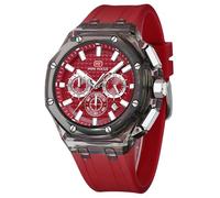 MASTOP Orologi da uomo multifunzione con display analogico trasparente, cinturino in silicone arancione, calendario, cronografo, luminoso, al quarzo, impermeabile, alla moda, orologio da polso per