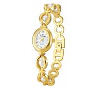 MASTOP Orologi vintage da donna con quadrante ovale perla elegante orologio da donna delicato braccialetto impermeabile analogico casual orologio, Oro bianco, classico