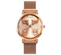 MASTOP Orologio da donna in oro rosa, orologio al quarzo giapponese in acciaio inossidabile con cinturino a rete magnetica impermeabile, sk-Oro rosa, Movimento al quarzo