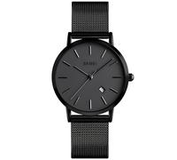 MASTOP Orologio da polso da donna al quarzo, ultra sottile, splendido e semplice, con quadrante piccolo, cinturino in acciaio a maglia, X nero., alla moda