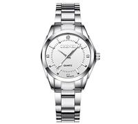 MASTOP Orologio da polso da donna, classico, alla moda, in acciaio inox, impermeabile, con data, luminoso, colore: argento, 021 Argento Bianco, classico