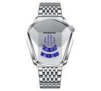 MASTOP Orologio da polso da uomo, analogico, al quarzo, casual, alla moda, creativo, a forma di testa di serpente, impermeabile, in acciaio inox, sportivo, Argento, moderno