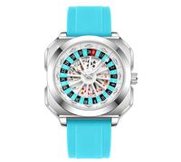 MASTOP Orologio da polso da uomo con ruota della roulette, gioco d'azzardo, quadrante girevole, poker, quadrato, cinturino in silicone, orologio unico, creativo, appariscente, orologi da uomo business