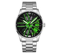 MASTOP Orologio da polso da uomo creativo 3D rotante ruota auto orologio da polso cerchio mozzo design moda quarzo elegante orologio da polso con cinturino in acciaio inox regalo per gli appassionati