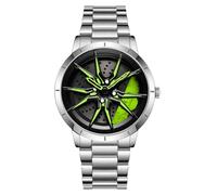 MASTOP Orologio da polso da uomo creativo 3D rotante ruota auto orologio da polso cerchio mozzo design moda quarzo elegante orologio da polso con cinturino in acciaio inox regalo per gli appassionati