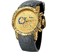 MASTOP Orologio da uomo alla moda con grande quadrante 3D a forma di drago, orologio al quarzo di lusso, squisito orologio creativo, Grigio Oro, Scultura 3D, Moda