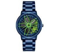 MASTOP Orologio da uomo per auto, design creativo, impermeabile, al quarzo, analogico, cinturino in acciaio inox, adatto per uomini e appassionati di auto, Un Blu Verde, Classico alla moda
