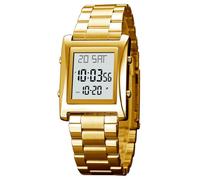 MASTOP Orologio digitale da uomo e da donna, con schermo a LED, retroilluminato, alla moda, in acciaio inox, rettangolare, impermeabile, strumento incluso, Oro, Orologi digitali di Gshock della