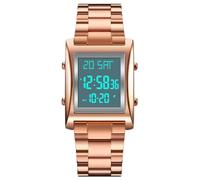MASTOP Orologio digitale da uomo e da donna, con schermo a LED, retroilluminato, alla moda, in acciaio inox, rettangolare, impermeabile, strumento incluso, Rosa, Orologi digitali di Gshock della