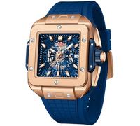 MASTOP Orologio multifunzione da uomo, alla moda, quadrato, display 12/24h, cronografo, impermeabile, calendario luminoso, cronometro, cinturino in silicone, orologio al quarzo da uomo, regalo