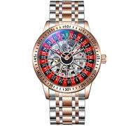 MASTOP Roulette Wheel Orologi da uomo Orologio meccanico automatico per gli uomini Swinging Rotary Dial Design Hollow Skeleton Orologi in acciaio inossidabile Impermeabile Business Orologio da polso