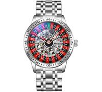 MASTOP Roulette Wheel Orologi da uomo Orologio meccanico automatico per gli uomini Swinging Rotary Dial Design Hollow Skeleton Orologi in acciaio inossidabile Impermeabile Business Orologio da polso