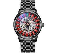MASTOP Roulette Wheel Orologi da uomo Orologio meccanico automatico per gli uomini Swinging Rotary Dial Design Hollow Skeleton Orologi in acciaio inossidabile Impermeabile Business Orologio da polso