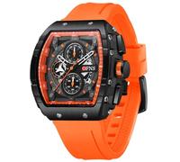 MASTOP Tonneau - Orologio da polso da uomo con cinturino in silicone trasparente e quadrante grande, impermeabile fino a 50 m, cronografo con calendario, display analogico, al quarzo, da uomo, Colore