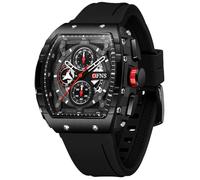 MASTOP Tonneau - Orologio da polso da uomo con cinturino in silicone trasparente e quadrante grande, impermeabile fino a 50 m, cronografo con calendario, display analogico, al quarzo, da uomo, Colore