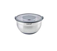 Mastrad - Ciotola in acciaio inox, ø 20 cm, con coperchio trasparente, contenit