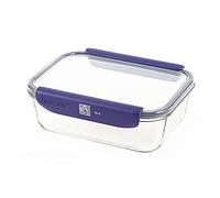 Mastrad - Contenitore alimentare - Contatto Stor'Eat - Vetro borosilicato resistente - Compatibile con microonde, frigorifero, congelatore e lavastoviglie - 1520 ml - Blu - Senza BPA