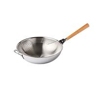 Mastrad F63800 - Wok tradizionale O'Wok compatibile con tutti i piani cottura, cottura sana e veloce, in acciaio inox, manico e griglia, 32 cm di diametro