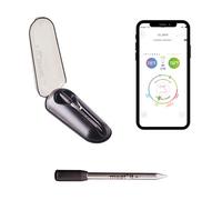 Mastrad F74380 Sonda di Cottura connessa-100% Wireless-Compatibile con Android e iOS-Doppia connessione Wi-Fi/Bluetooth-Controllo della Temperatura + Avvisi Intelligenti-Lunga Portata-Nero, Meat° it