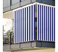 Mastro Bianco Tenda da Sole a Righe per Balcone, Terrazzo o Veranda con Anelli Resistente da Esterno Misura 150x250