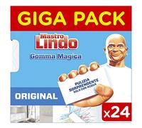Mastro Lindo Gomma Magica, 24 Pezzi, Giga Pack, Rimuove le Macchie e i Segni Difficili, Germi e Batteri, Igienizza le Superfici