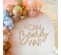MASTRON We Can Bearly Wait Sign for Backdrop, striscione a tema orsacchiotto per feste per bambini, baby shower, sesso rivelazione del primo compleanno, lettera in feltro, sfondo fotografico, sfondo
