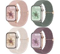 Mastten 4 Pezzi Cinturini Compatible con Cinturino Apple Watch 40mm 41mm 38mm 42mm per Donne Uomini, Cinturino Intrecciato Elastico Sportivo Regolabile per iWatch SE3 SE2 SE 11 10 9 8 7 6 5 4 3 2 1