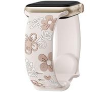 Mastten Cinturino Elegante con Incisione Floreale, Compatibile con Cinturini Apple Watch da 40 mm, 41 mm, 42 mm, 38 mm, da Donna, in Morbido Silicone, Cinturino Sportivo per iWatch Serie SE 10, 9, 8
