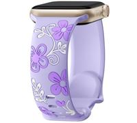 Mastten Cinturino floreale compatibile con Apple Watch, cinturino da donna in morbido silicone per iWatch SE 40 mm, 41 mm, 42 mm, 38 mm, grazioso fiore inciso, per iWatch Series 10, 9, 8, 7, 6, 5, 4