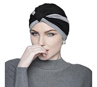 MASUMI Amelia - Berretto da Donna in Cotone per Perdita di Capelli, chemioterapia, Copricapo per Cancro, con Alopecia e chemioterapia, Grigio e Nero., Taglia Unica