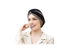 MASUMI Amelia - Copricapo a Turbante per pazienti Cancro, per Chi soffre di Alopecia o Perdita di Capelli - Donna - Nero e Tortora