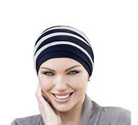 MASUMI Copricapo Organico chemio - Cappello Turbante DORNA | Copricapo da Donna per la Caduta dei Capelli | Cappelli Alopecia | bambù Traspirante al 95% (Colore Blu Navy e Bianco), Taglia Unica