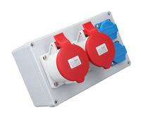 MasYosh Distributore di Alimentazione della Presa a Parete Cee, 2 Socket UE 250V 16A 2 Cee Socket 32A 5P, con Alloggiamento ABS Robusto IP44 IP44, per Macchinari Industriali e Uso