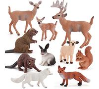 MasYosh Figure di animali della foresta, 10 pezzi in miniatura, animali della foresta, scoiattolo, cervo, coniglio, volpe, modello di animali selvatici, feste favors giocattolo educativo per bambini