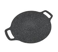 MasYosh Griglia Rotonda Antiaderente in Stile Coreano per Carni Domestiche e Frutti di Mare, Pentole Versatili in Alluminio per Barbecue Interni, Piastra Superiore per Molteplici Usi (34 cm)